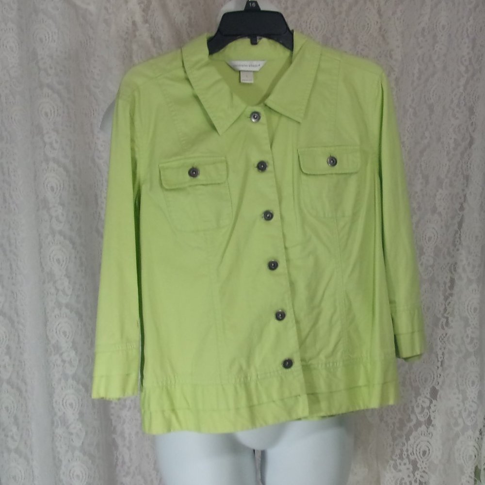 Christopher & Banks Green Jean Style Jacket Size  Size L  NWOT